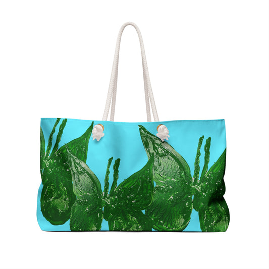 STRIKING GREEN BUTTERFLY WEEKENDER TOTE