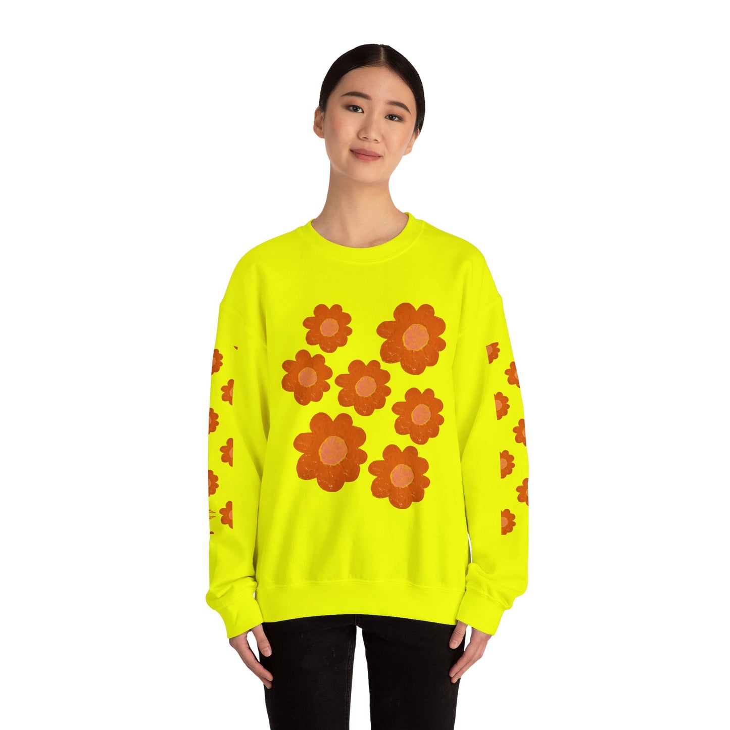 ORANGE FLOWERS SWEATSHIRT