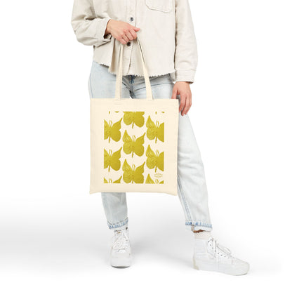 STYLISH BUTTERFLY PRINT COTTON CANVAS TOTE