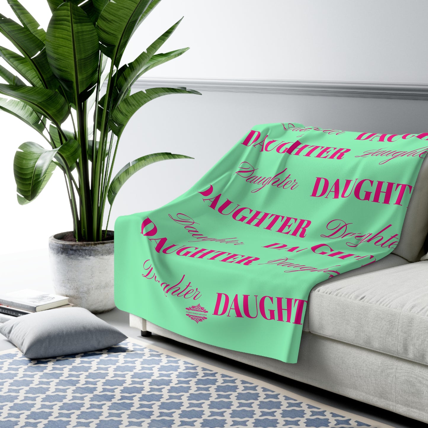 MINT GREEN DAUGHTER SHERPA FLEECE BLANKET