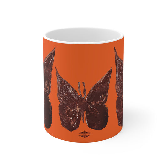 ORANGE MUG WITH BUTTERFLY