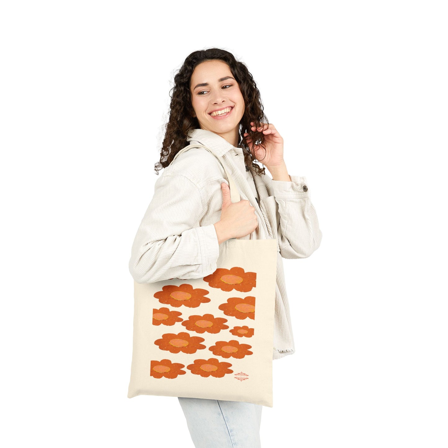 ECO-FRIENDLY VINTAGE FLORAL CANVAS TOTE BAG