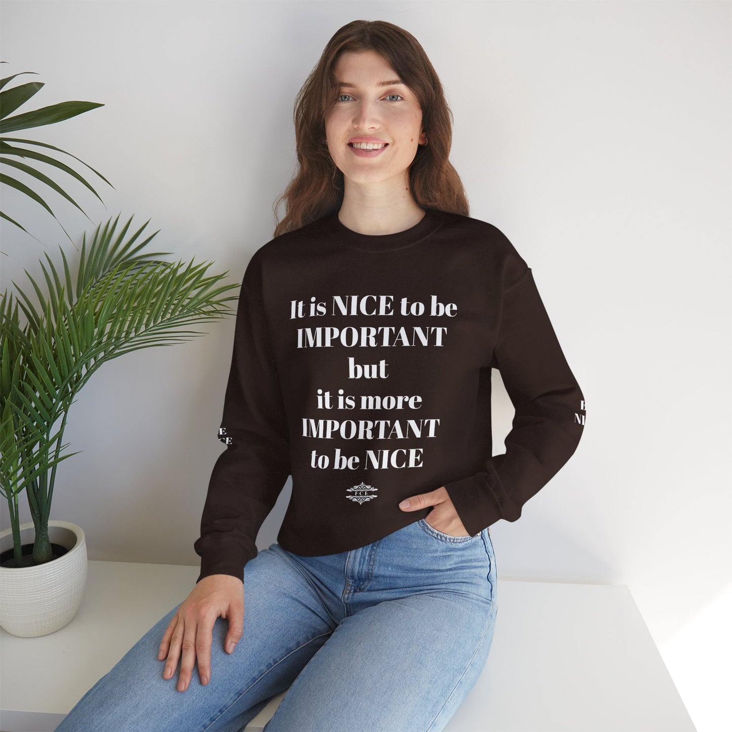BE NICE CREWNECK SWEATSHIRT DARK COLORS