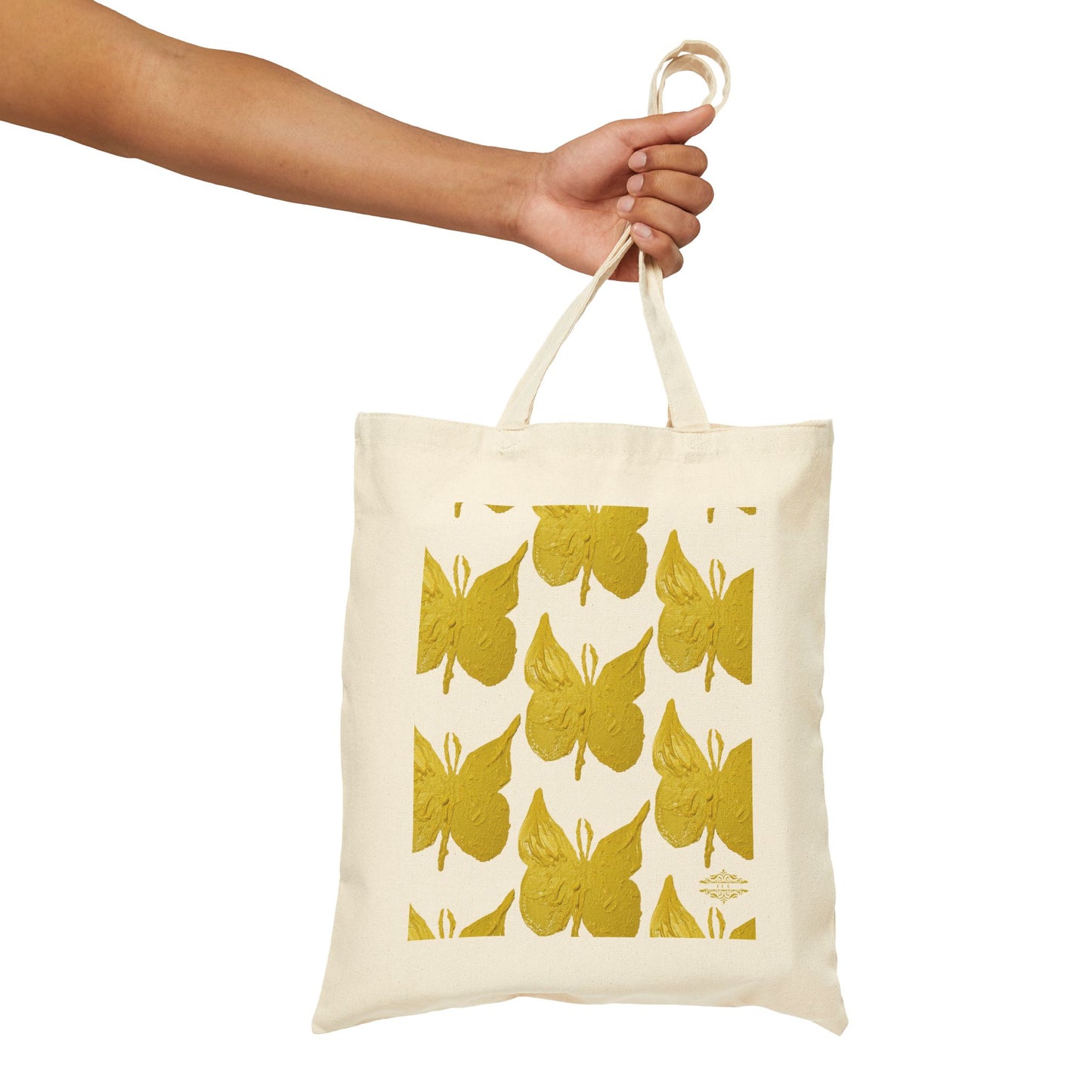 STYLISH BUTTERFLY PRINT COTTON CANVAS TOTE