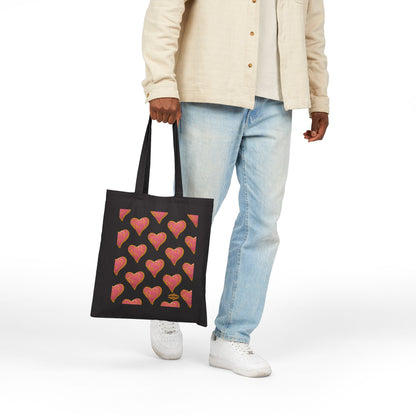 SWIRLY HEART PATTERN COTTON CANVAS TOTE BAG