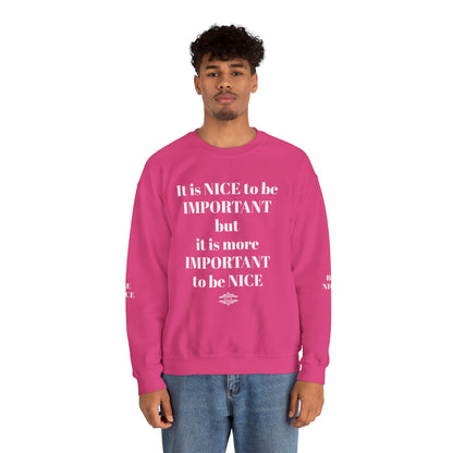 BE NICE CREWNECK SWEATSHIRT DARK COLORS