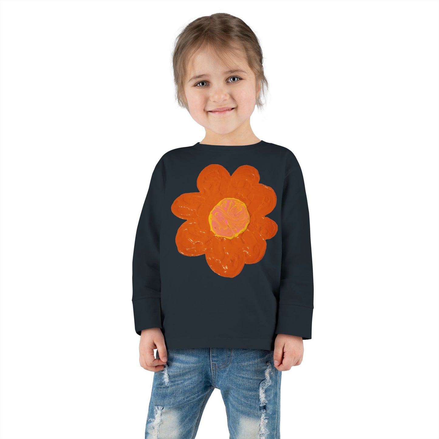 BIG ORANGE FLOWER TODDLER LONG SLEEVE TEE