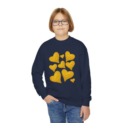 YOUTH SWEATSHIRT WITH FUN YELLOW HEARTS