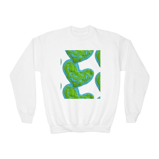 DREAMY BLUE AND GREEN HEARTS SWEATSHIRT