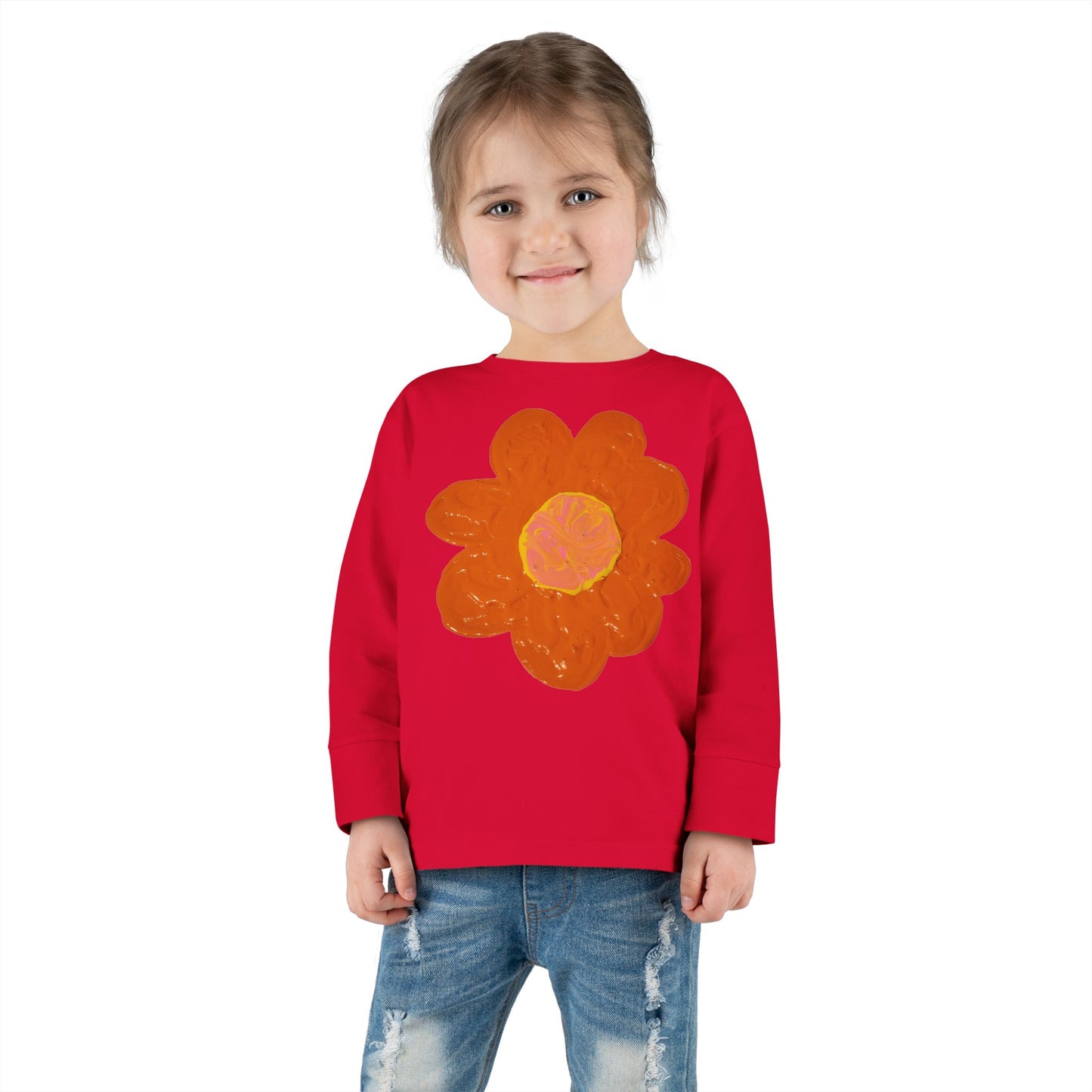 BIG ORANGE FLOWER TODDLER LONG SLEEVE TEE