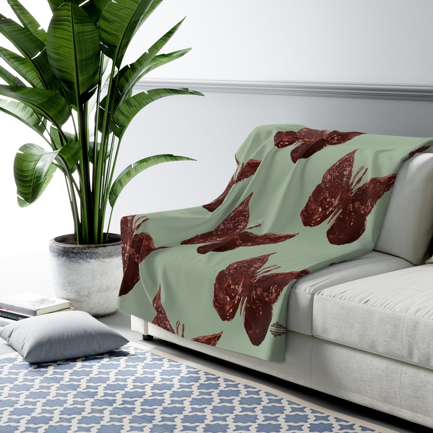 SAGE GREEN SHERPA FLEECE BLANKET