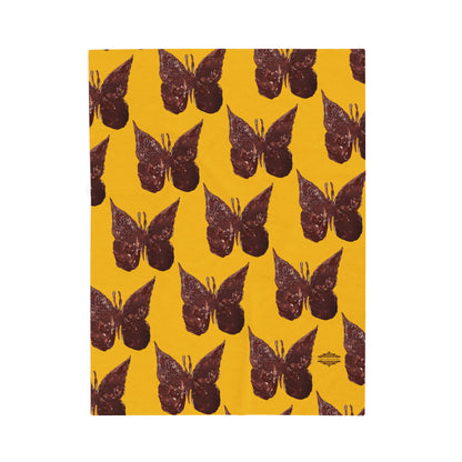 BROWN BUTTERFLIES VELVETEEN PLUSH BLANKET