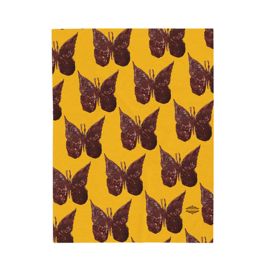 BROWN BUTTERFLIES VELVETEEN PLUSH BLANKET
