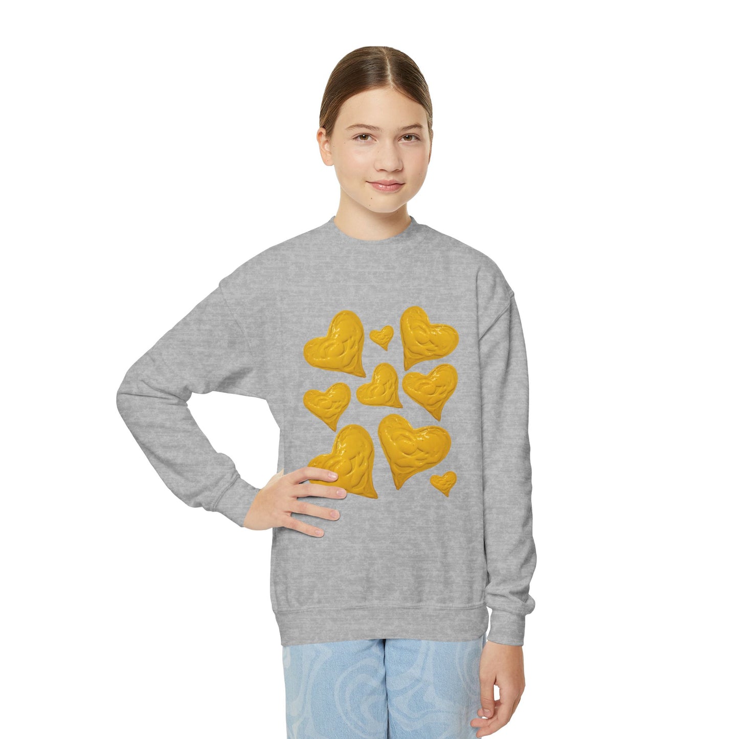 YOUTH SWEATSHIRT WITH FUN YELLOW HEARTS