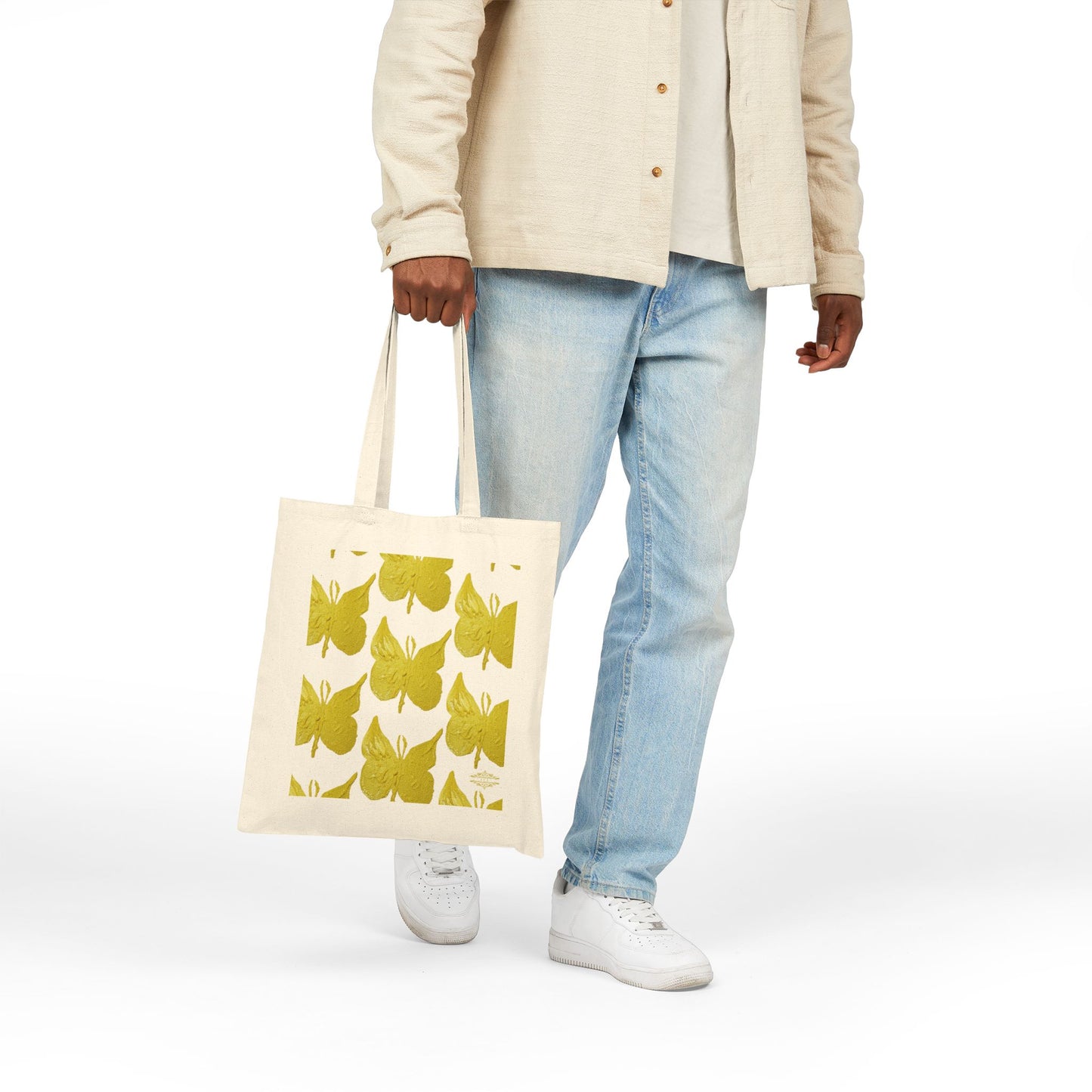 STYLISH BUTTERFLY PRINT COTTON CANVAS TOTE