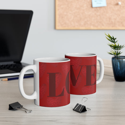 RED HEARTS WITH DEEP RED LOVE MUG
