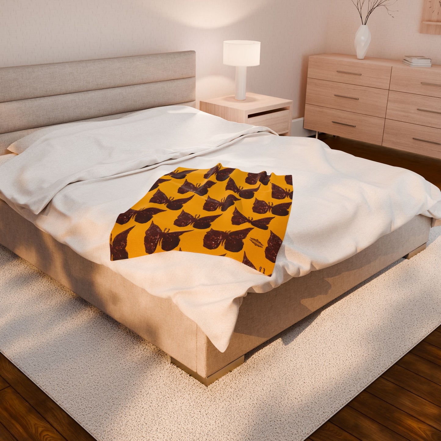 BROWN BUTTERFLIES VELVETEEN PLUSH BLANKET
