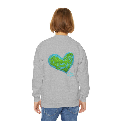DREAMY BLUE AND GREEN HEARTS SWEATSHIRT