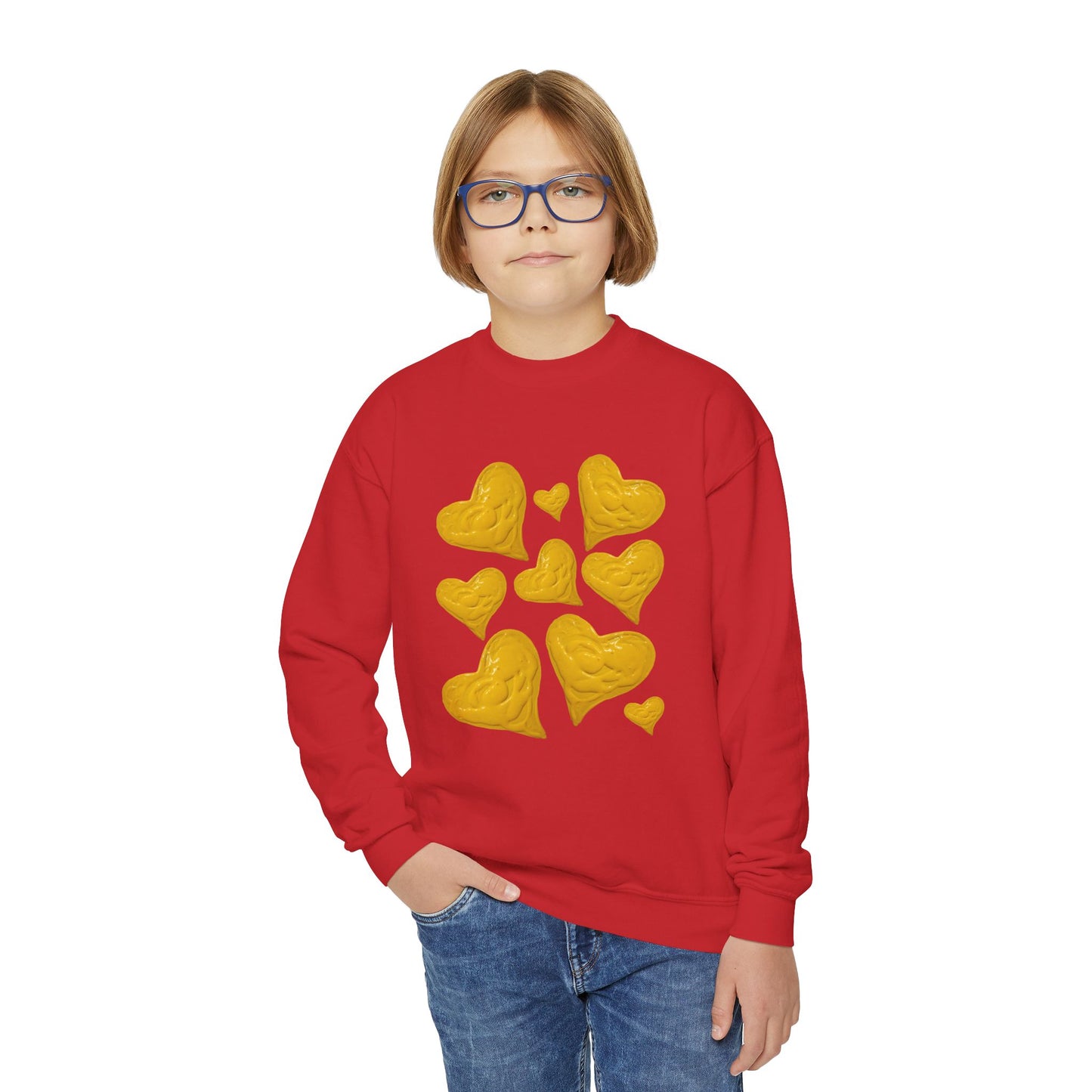 YOUTH SWEATSHIRT WITH FUN YELLOW HEARTS