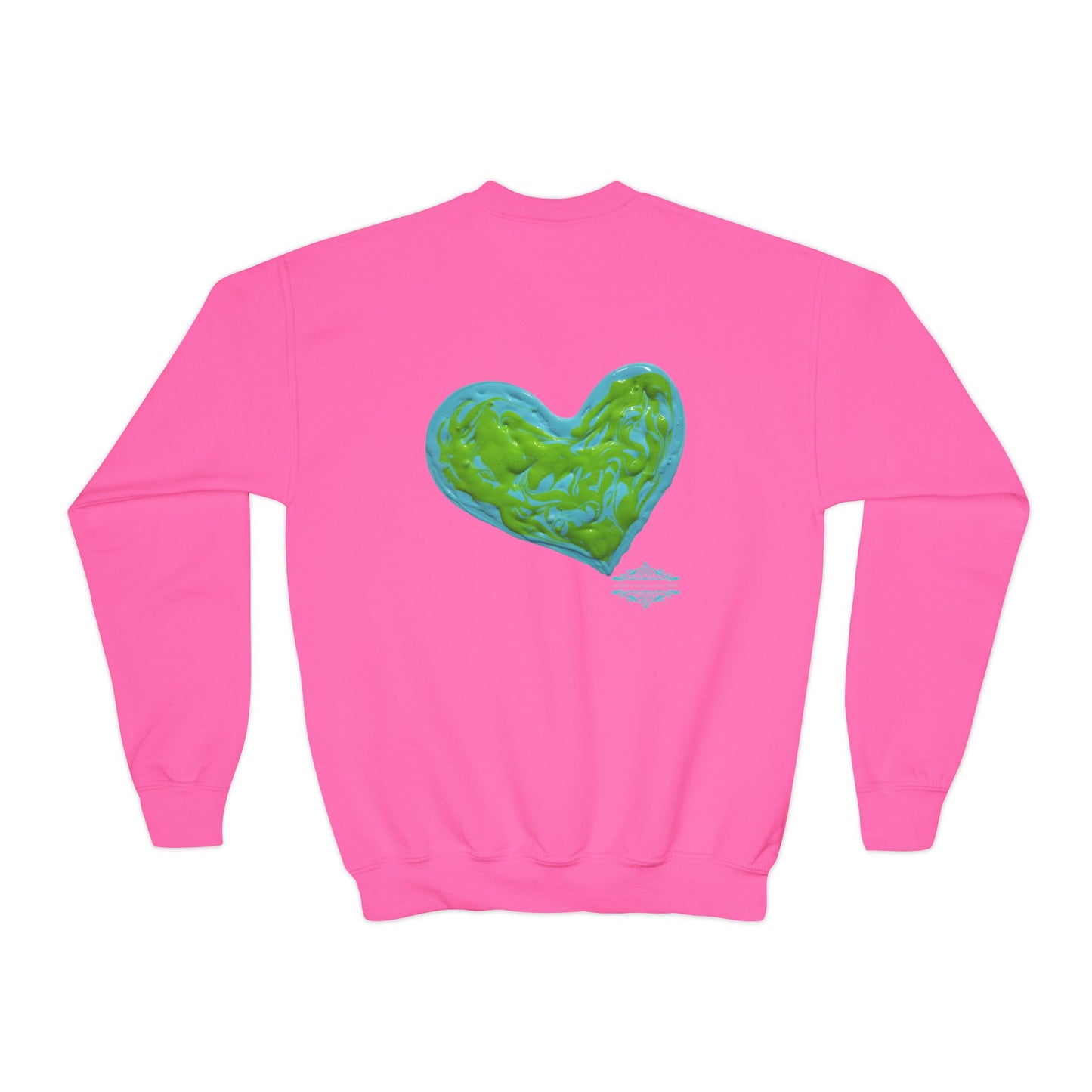 DREAMY BLUE AND GREEN HEARTS SWEATSHIRT