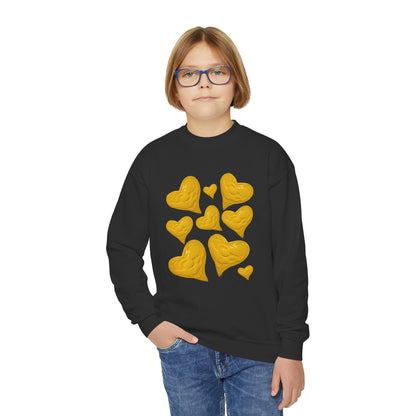 YOUTH SWEATSHIRT WITH FUN YELLOW HEARTS