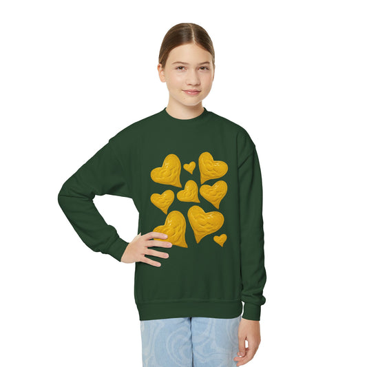 YOUTH SWEATSHIRT WITH FUN YELLOW HEARTS