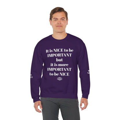 BE NICE CREWNECK SWEATSHIRT DARK COLORS