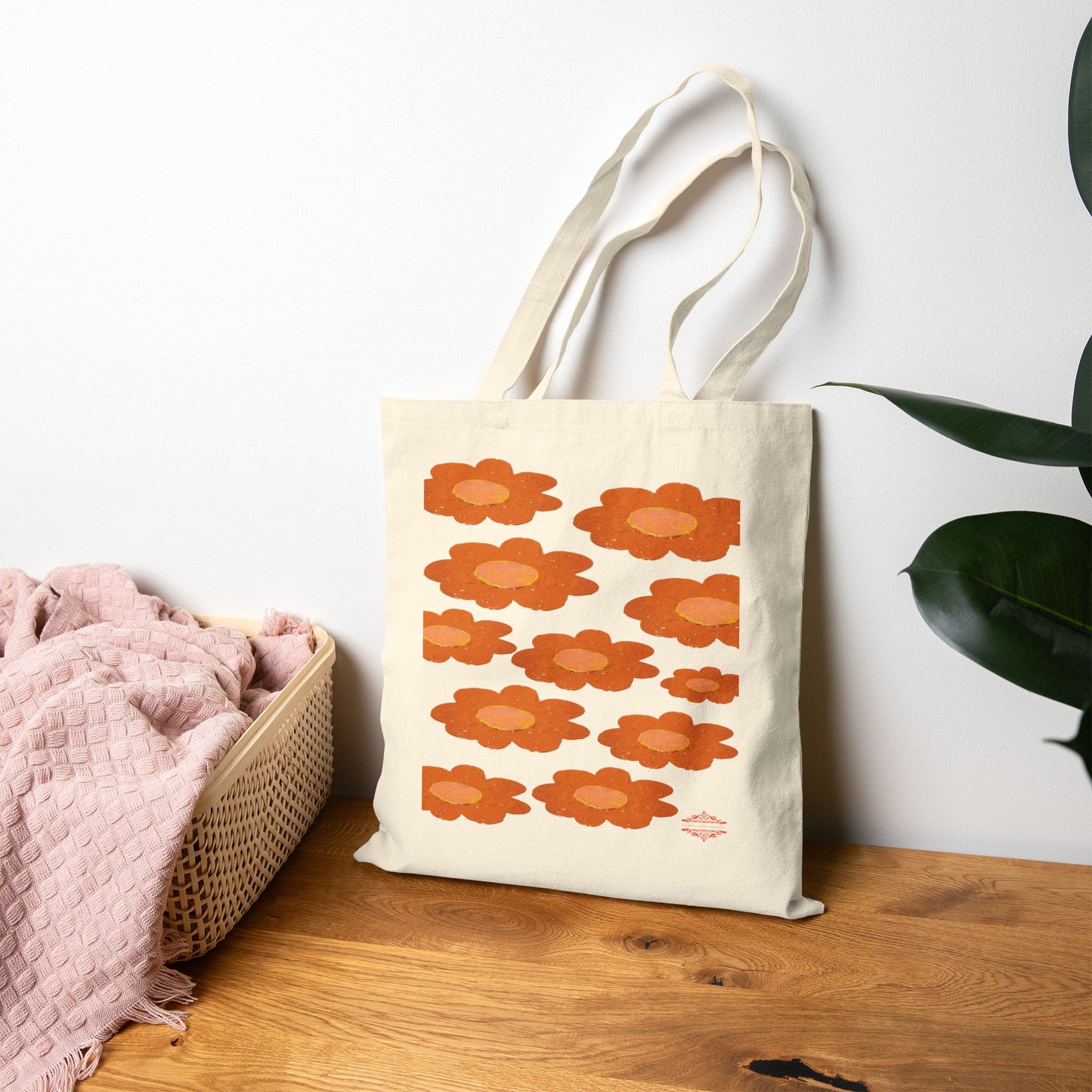 ECO-FRIENDLY VINTAGE FLORAL CANVAS TOTE BAG