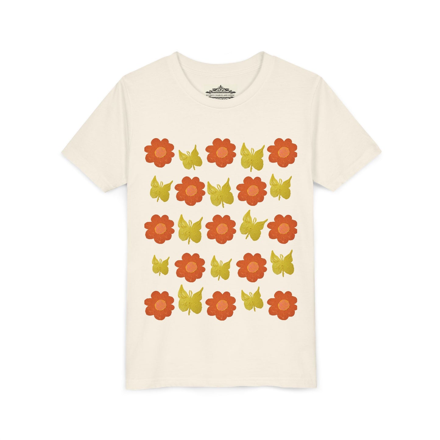 FLOWER AND BUTTERFLY TEE SHIRT