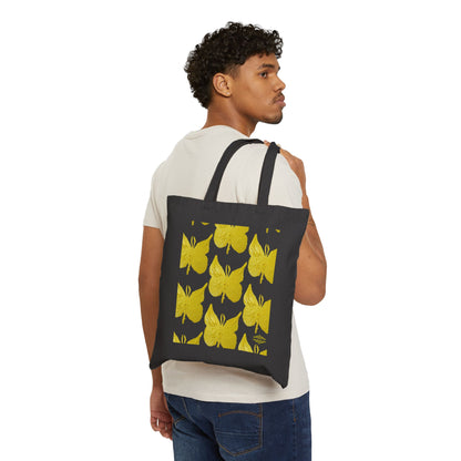 STYLISH BUTTERFLY PRINT COTTON CANVAS TOTE