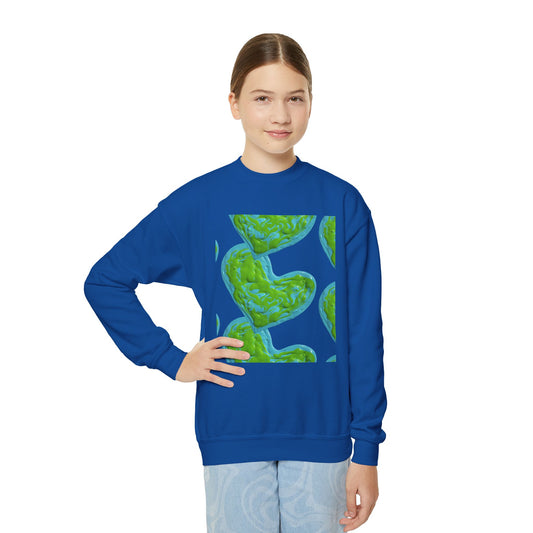 DREAMY BLUE AND GREEN HEARTS SWEATSHIRT