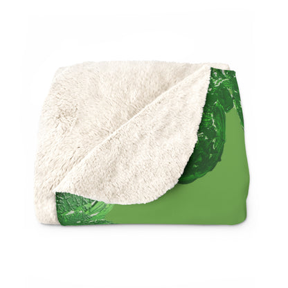 GREEN BUTTERFLIES ON GREEN SHERPA FLEECE BLANKET