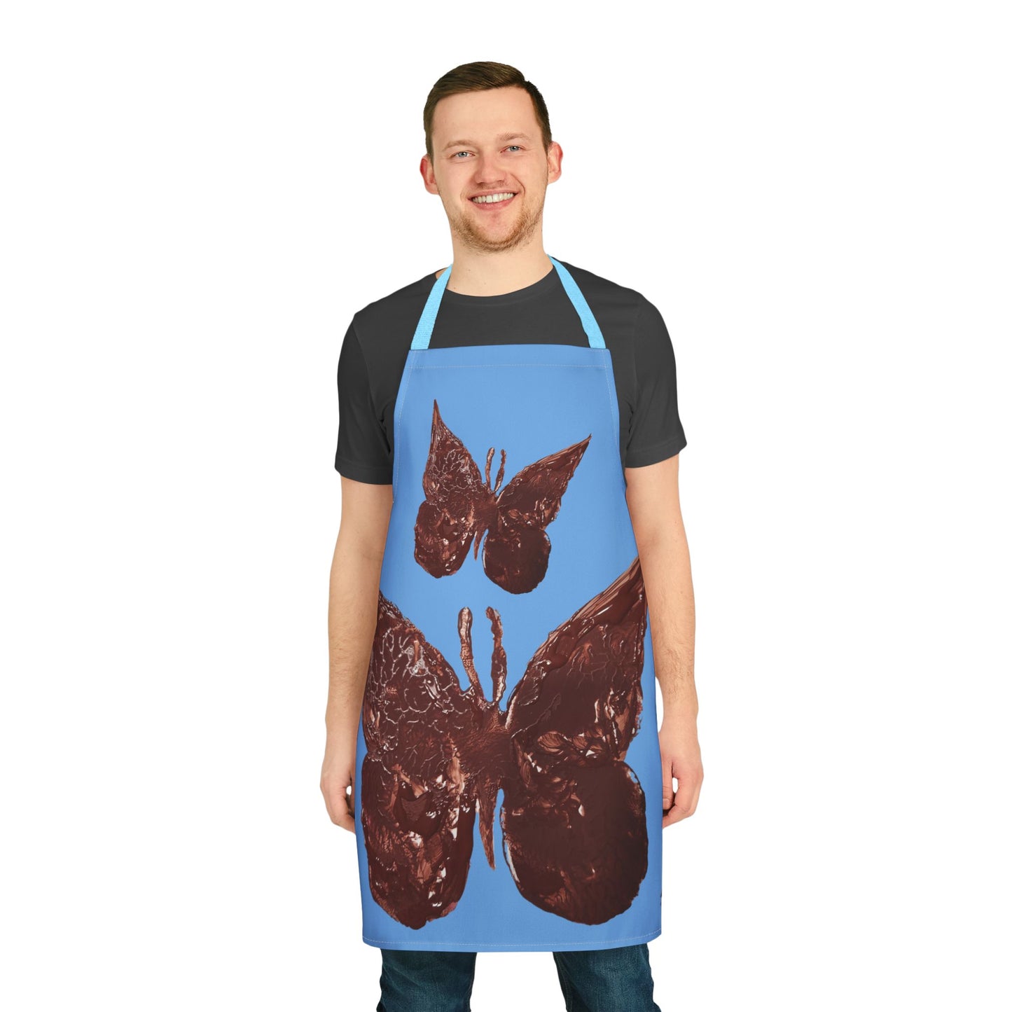 BLUE APRON WITH BROWN PAPILLON