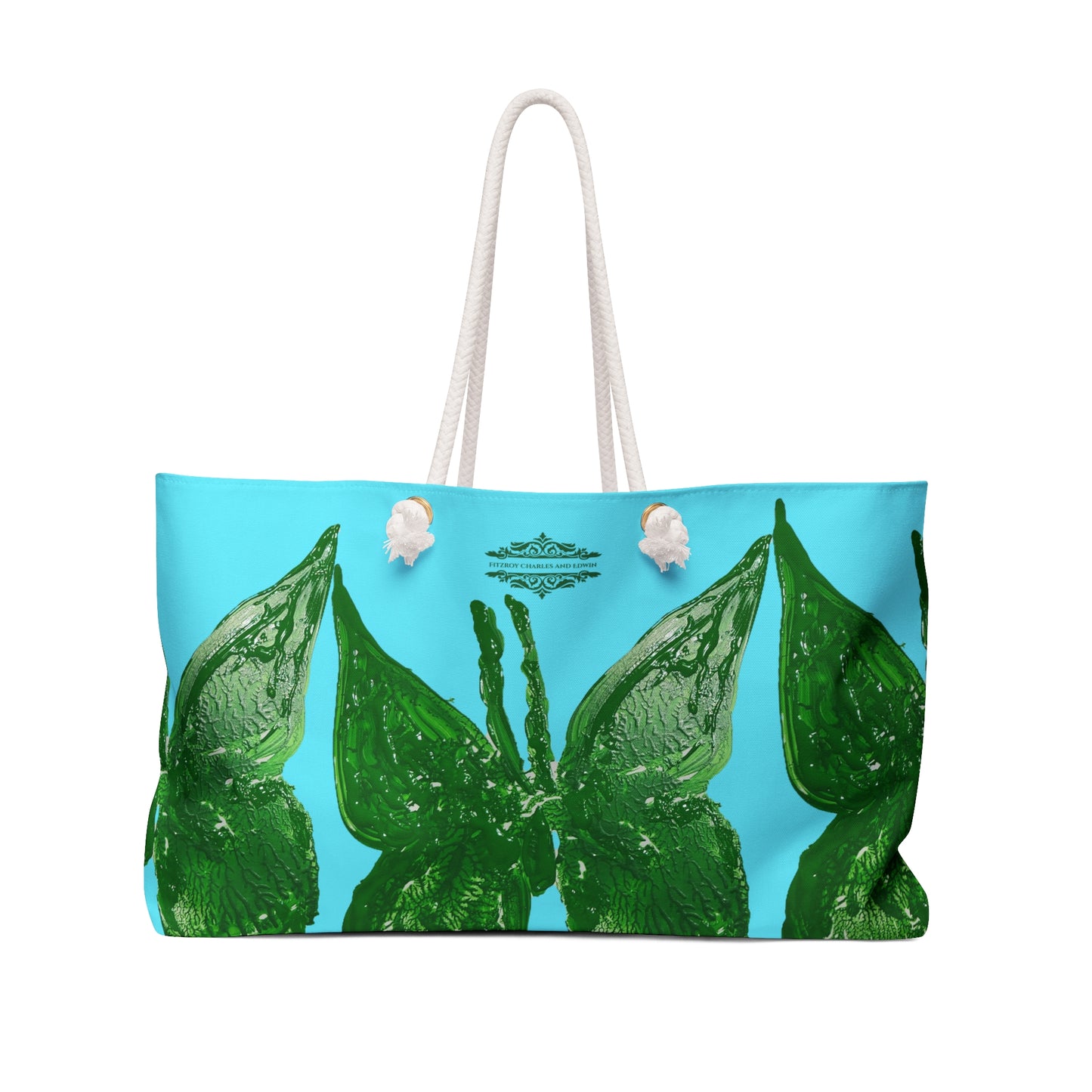 STRIKING GREEN BUTTERFLY WEEKENDER TOTE