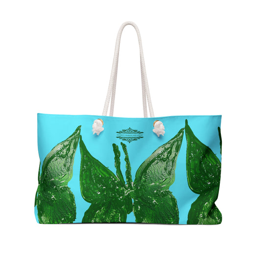 STRIKING GREEN BUTTERFLY WEEKENDER TOTE