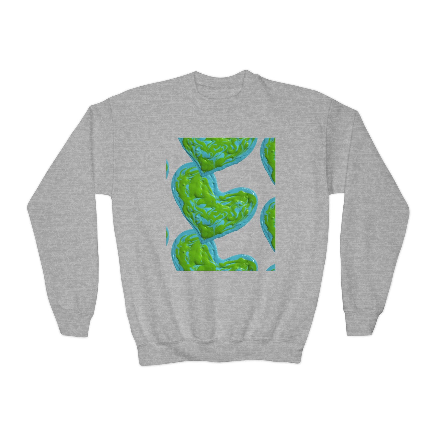 DREAMY BLUE AND GREEN HEARTS SWEATSHIRT