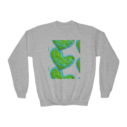 DREAMY BLUE AND GREEN HEARTS SWEATSHIRT