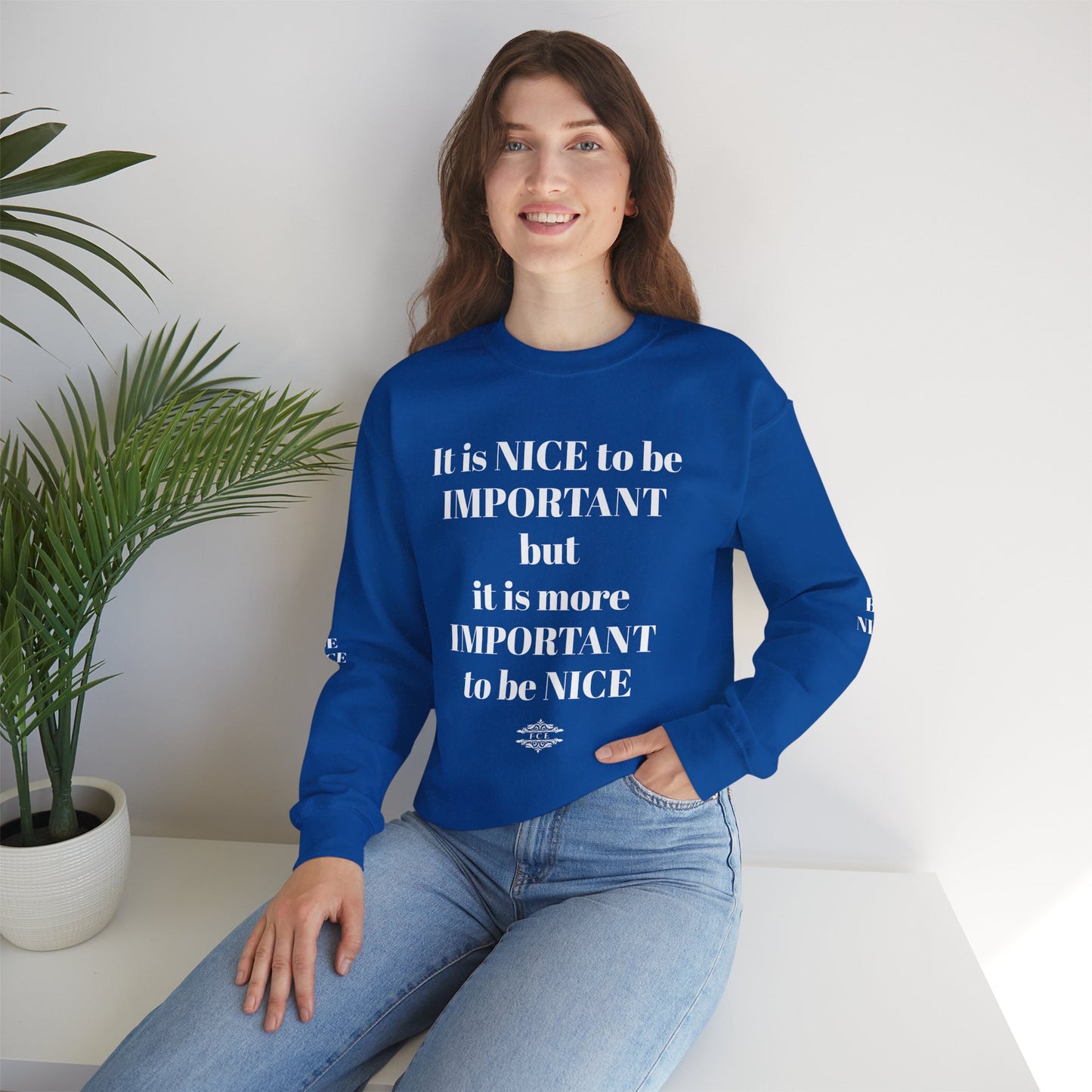 BE NICE CREWNECK SWEATSHIRT DARK COLORS