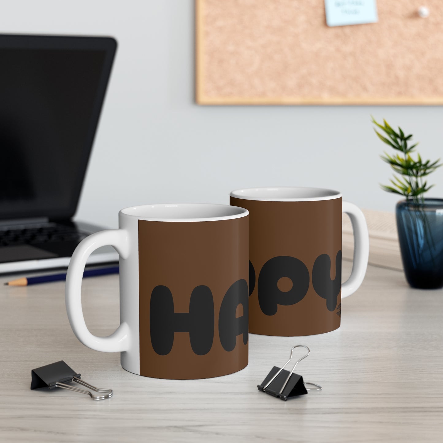 BROWN HAPPY MUG