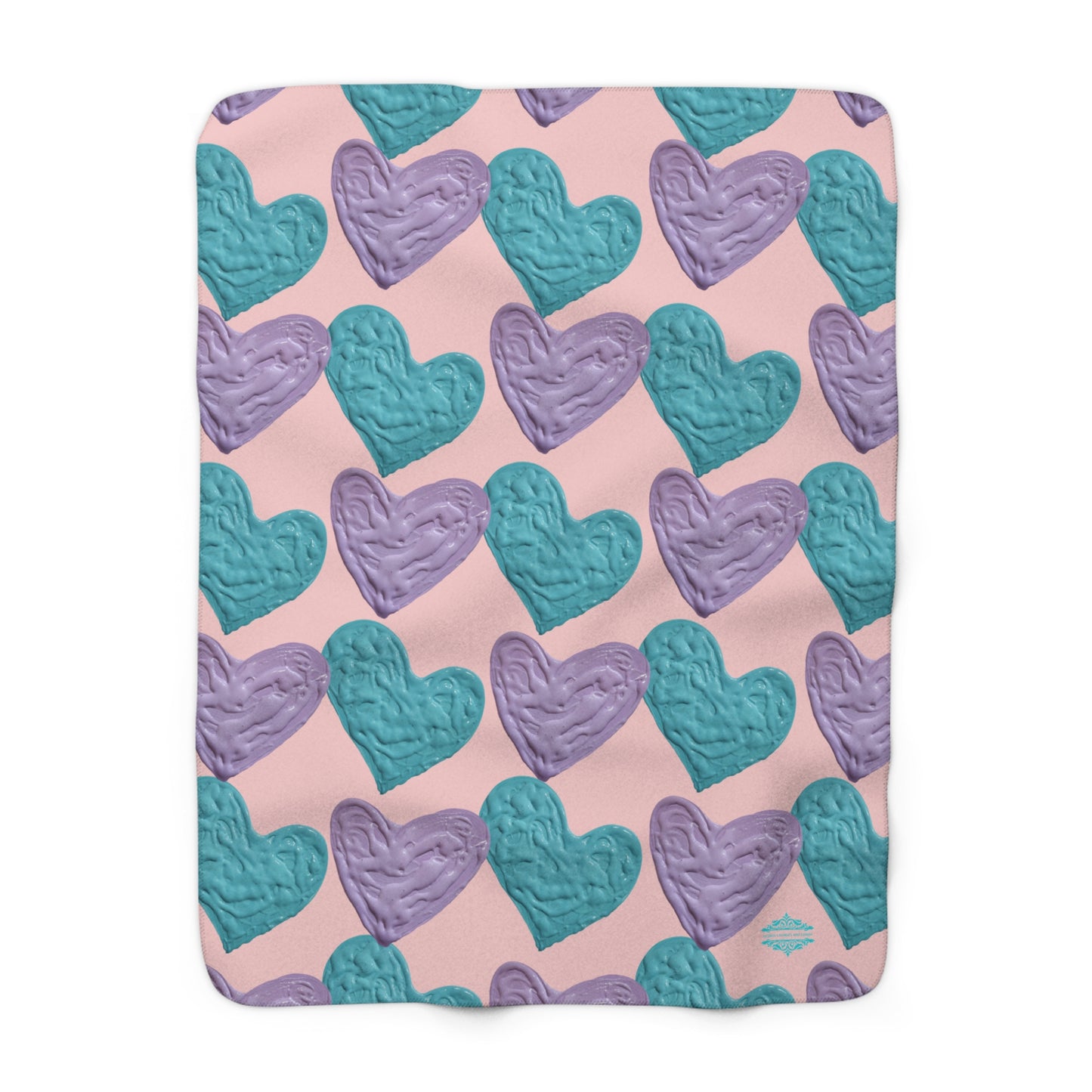 SHERPA FLEECE BLANKET WITH CUSTOM HEART DESIGN