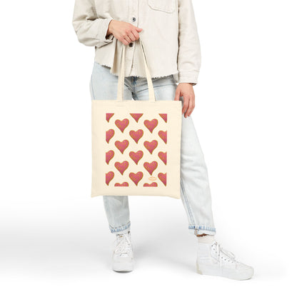 SWIRLY HEART PATTERN COTTON CANVAS TOTE BAG