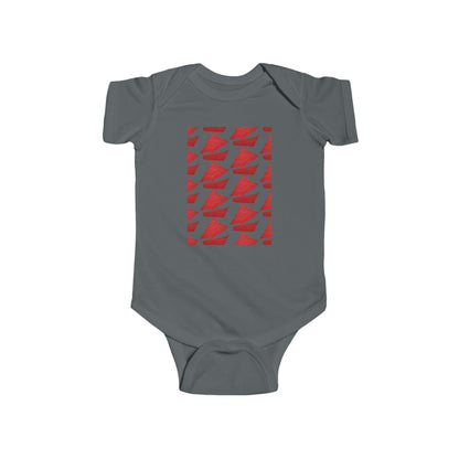 PLAYFUL RED PATTERN INFANT BODYSUIT