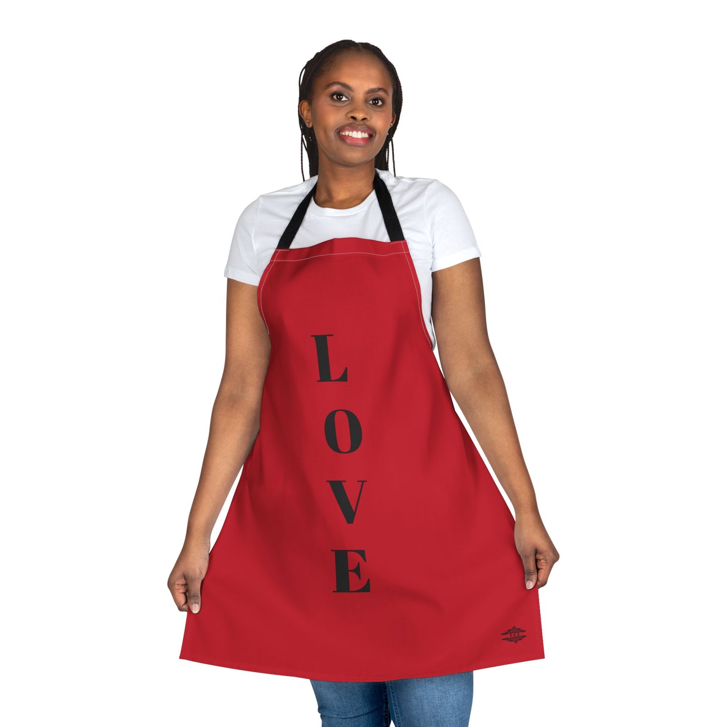 LOVE RED BLACK APRON