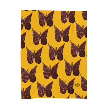 BROWN BUTTERFLIES VELVETEEN PLUSH BLANKET