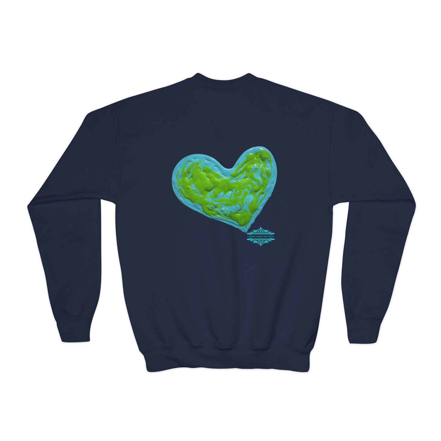 DREAMY BLUE AND GREEN HEARTS SWEATSHIRT