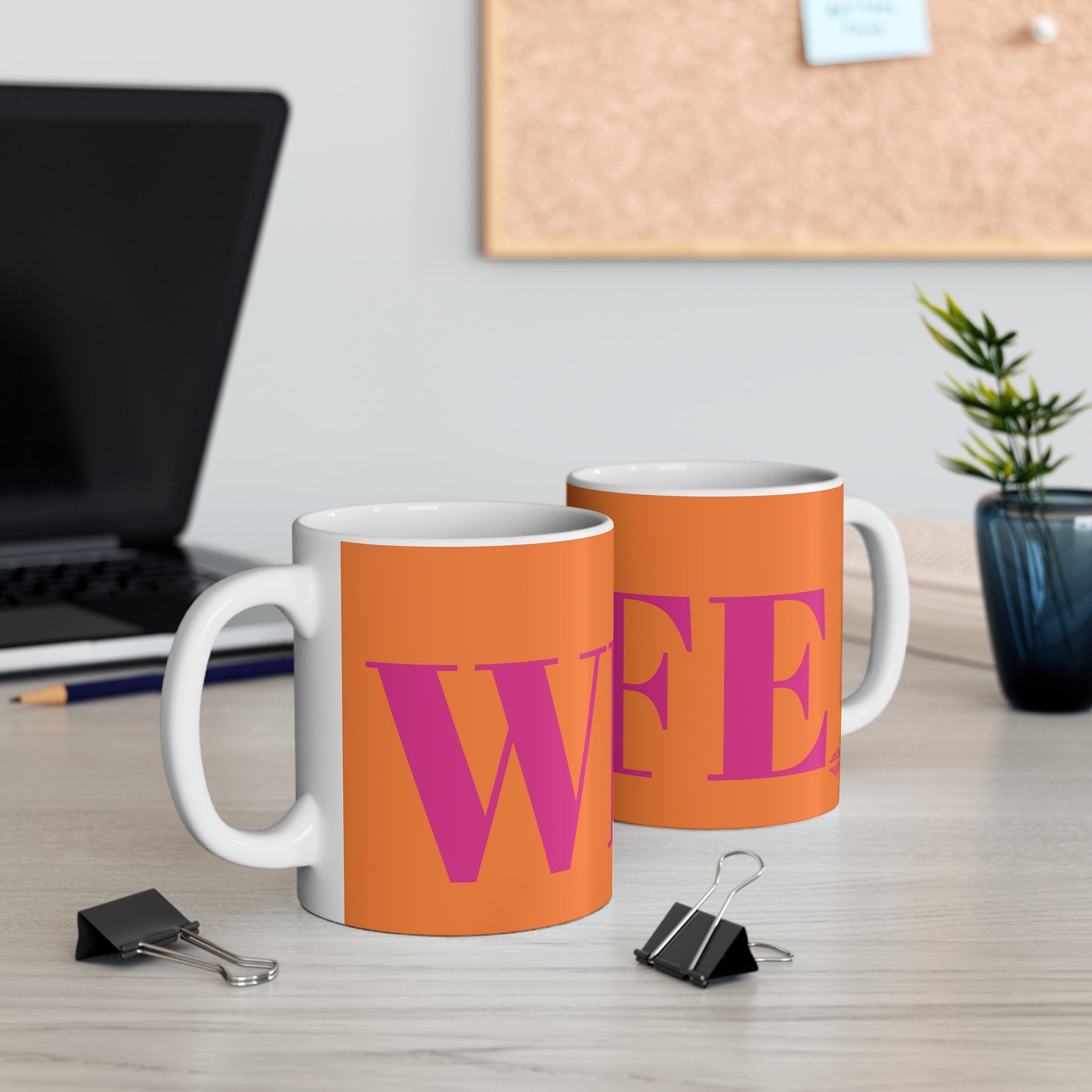 ORANGE WITH PINK WIFE MUG