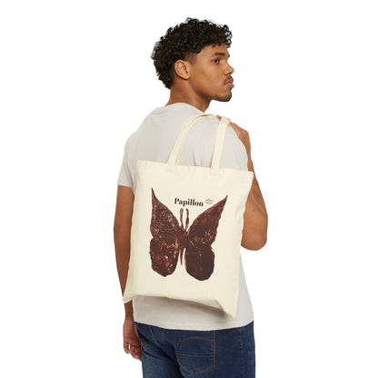 BROWN PAPILLON COTTON CANVAS TOTE BAG