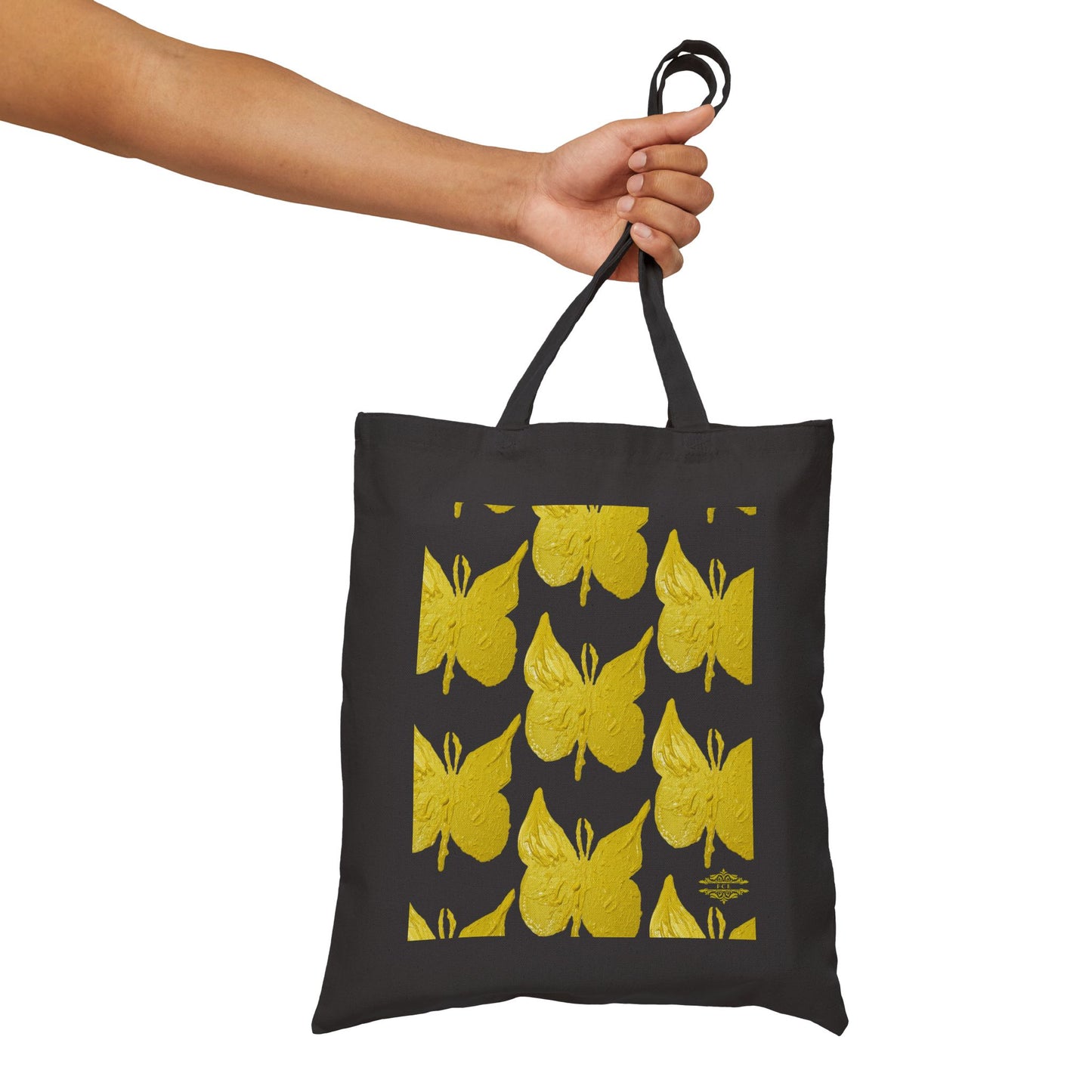 STYLISH BUTTERFLY PRINT COTTON CANVAS TOTE