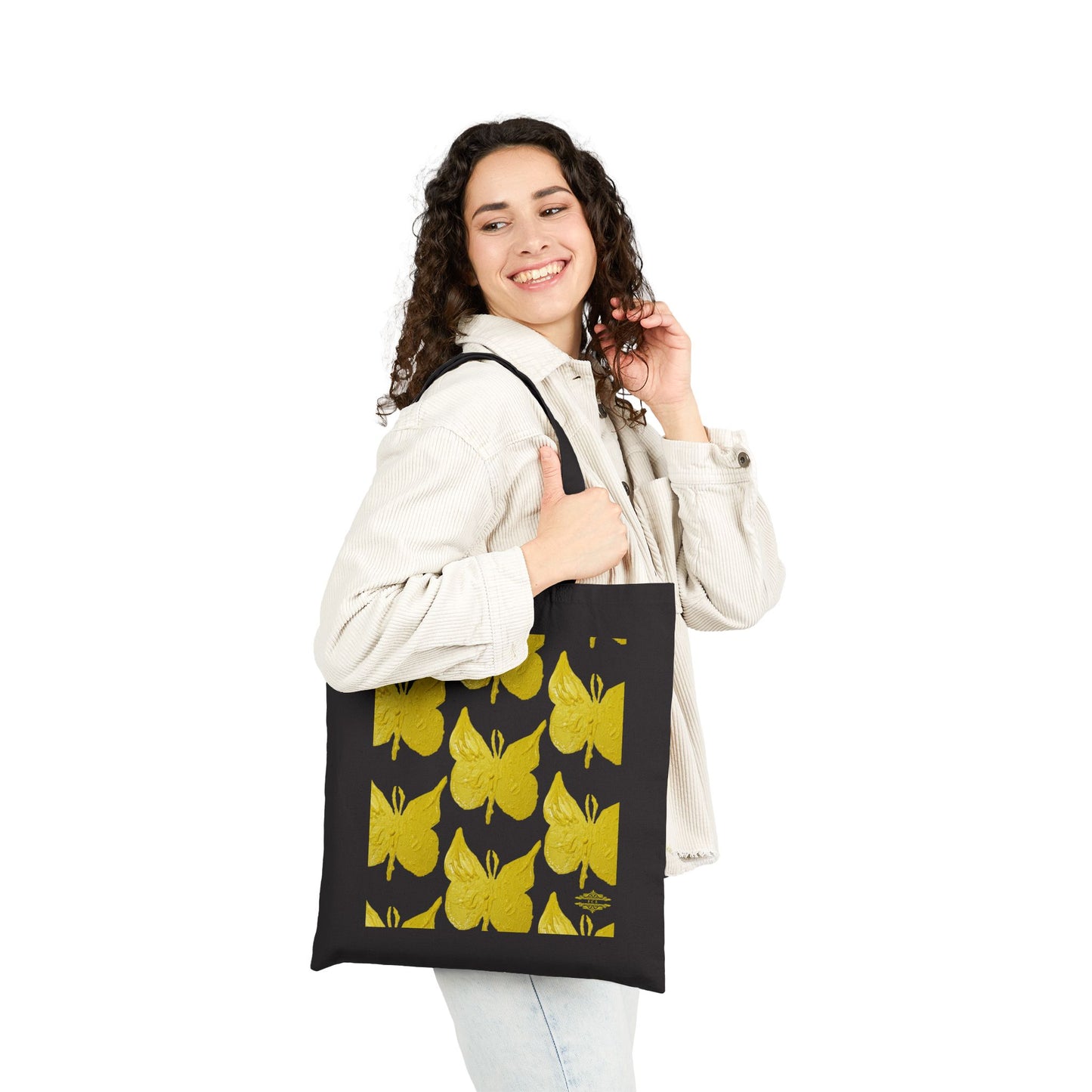 STYLISH BUTTERFLY PRINT COTTON CANVAS TOTE