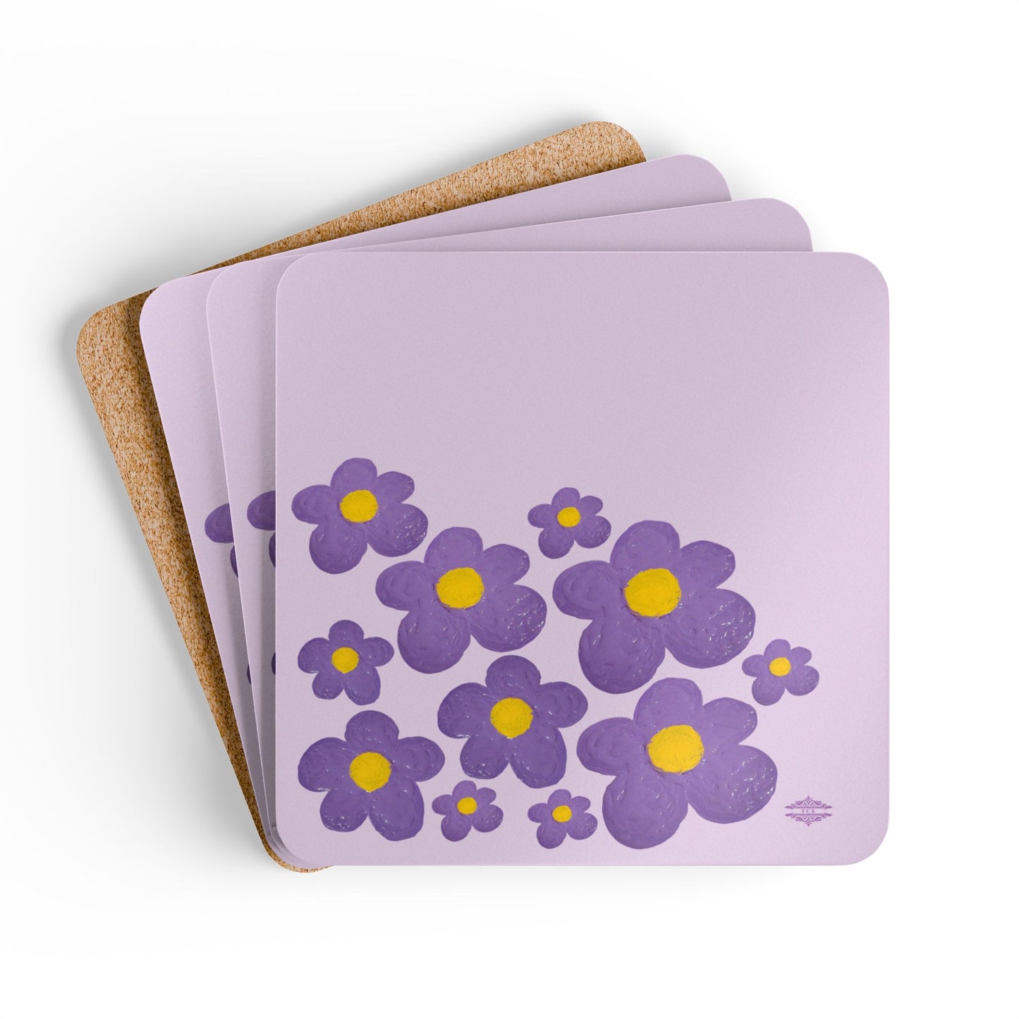 LAVENDER CORKWOOD COASTER SET
